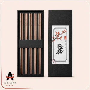 چاپستیک استیل رزگلد ۵ جفتی