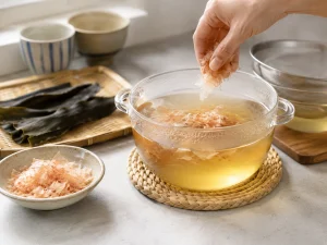 مراحل طرز تهیه داشی با کمبو و کاتسوبوشی